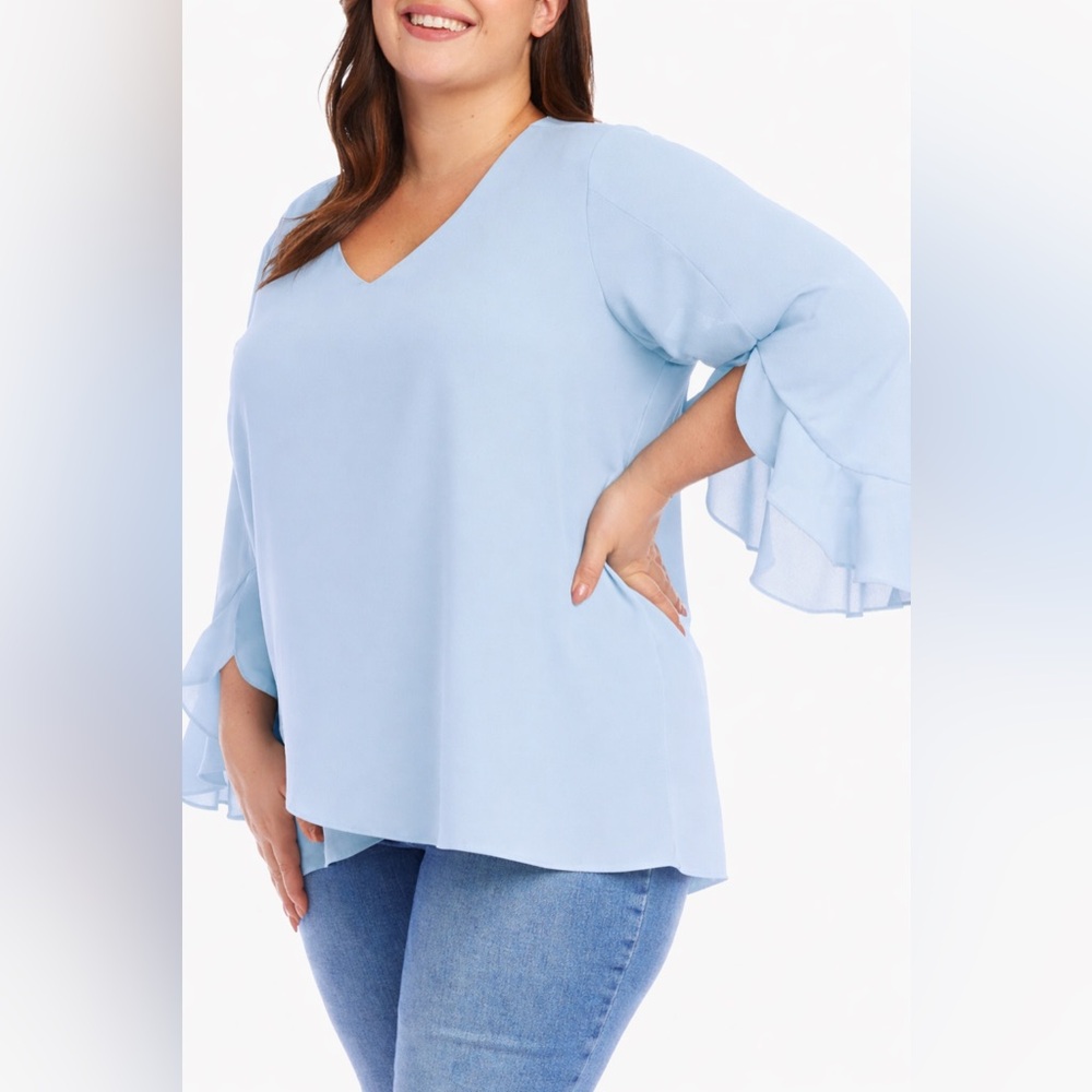 *KAREN KANE* CATALINA CROSSOVER FLUTTER SLEEVE BLOUSE* SZ 3X*